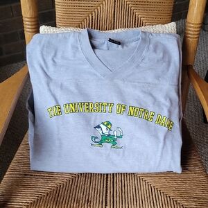 Starter, University of Notre Dame, gray, short sleeve v-neck, size XL